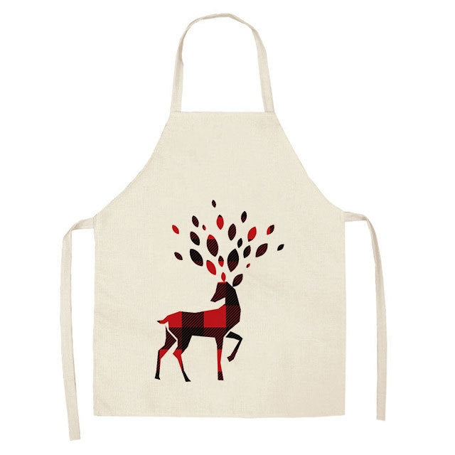 Christmas Plaid Series Cotton And Linen Apron Household Cleaning Overalls, 47 x 38cm