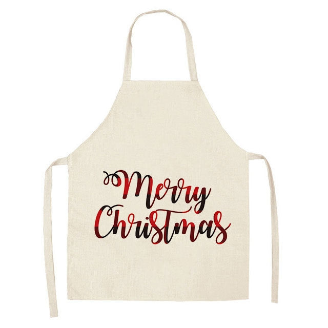 Christmas Plaid Series Cotton And Linen Apron Household Cleaning Overalls, 47 x 38cm