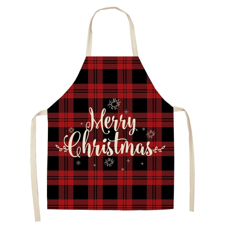 Christmas Plaid Series Cotton And Linen Apron Household Cleaning Overalls, 47 x 38cm