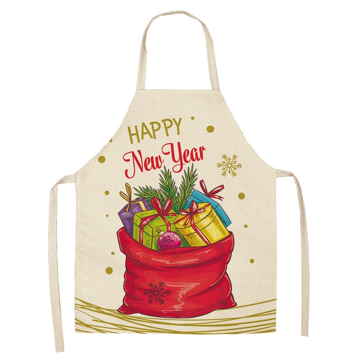 Fabric Linen Cleaning Apron Christmas Party Decoration Apron