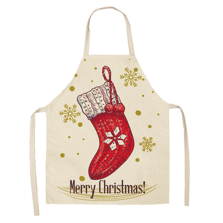 Fabric Linen Cleaning Apron Christmas Party Decoration Apron