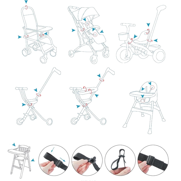 Baby Dining Chair Stroller Safety Strap Five-Point  Type A Version + Fixed Strap + Thick Shoulder Pad + Large Crotch Protector