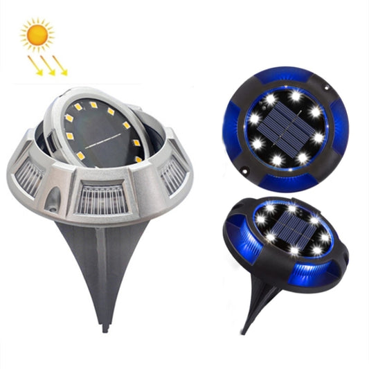 Outdoor Solar Underground Lamp Rotating Buried Lawn Lamp , Spec:, 12 LEDs White+Blue Light (Aluminum Shell), 12 LEDs Warm+Blue Light (Aluminum Shell), 12 LEDs White+Color Llight (Aluminum Shell), 12 LEDs Warm+Color Light (Aluminum Shell)