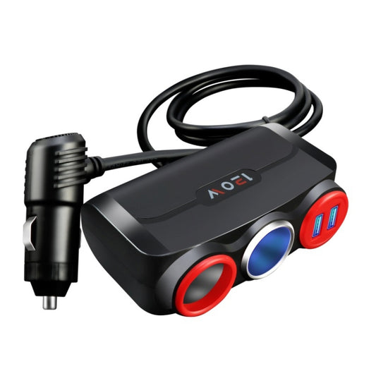 Car Cigarette Lighter Multi-Function Mobile Phone Charging USB Car Charge 12/24V Adapter Plug, Black Red