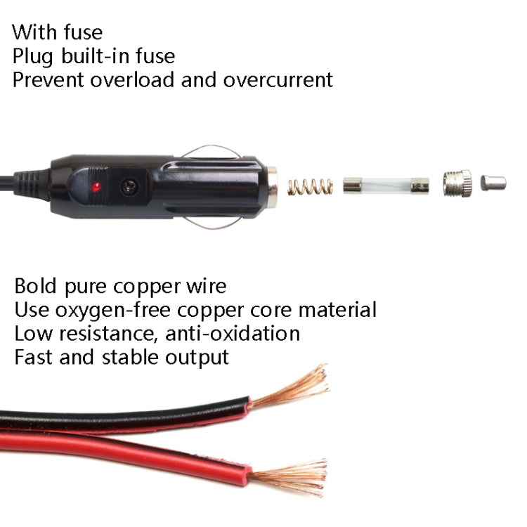 Car Compressor Refrigerator Line 12/24V Semiconductor Refrigerator Power Cord Cigarette Lighter Line