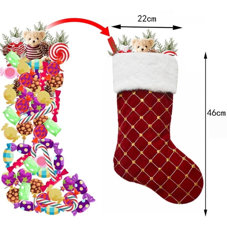 GM89719 Checkered Sequin Christmas Socks Holiday Gift Candy Bag