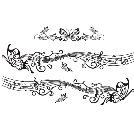 D-347 Butterfly Note Car Sticker Sheet Music Waist Line Body Sticker
