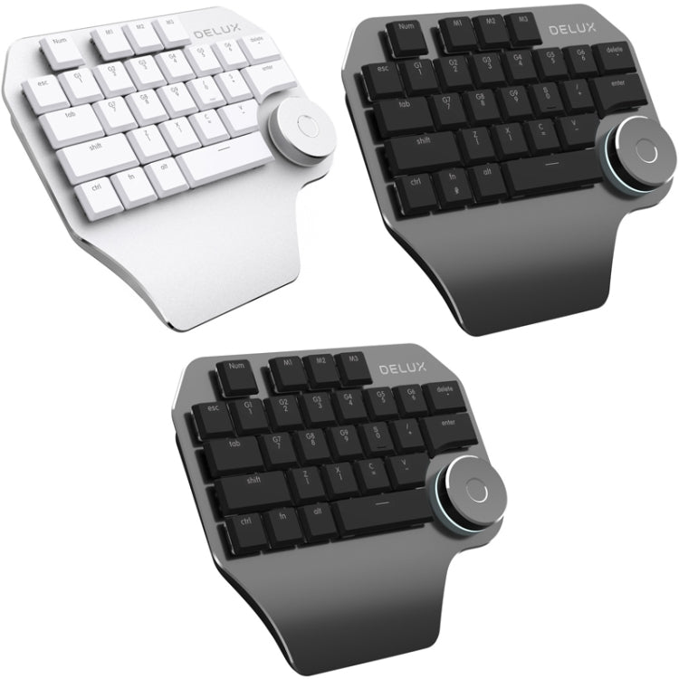 DELUX T11 29 Keys Single-Hand Keyboard Shortcut Key Speech Tool Flat Keyboard, Colour: Silver