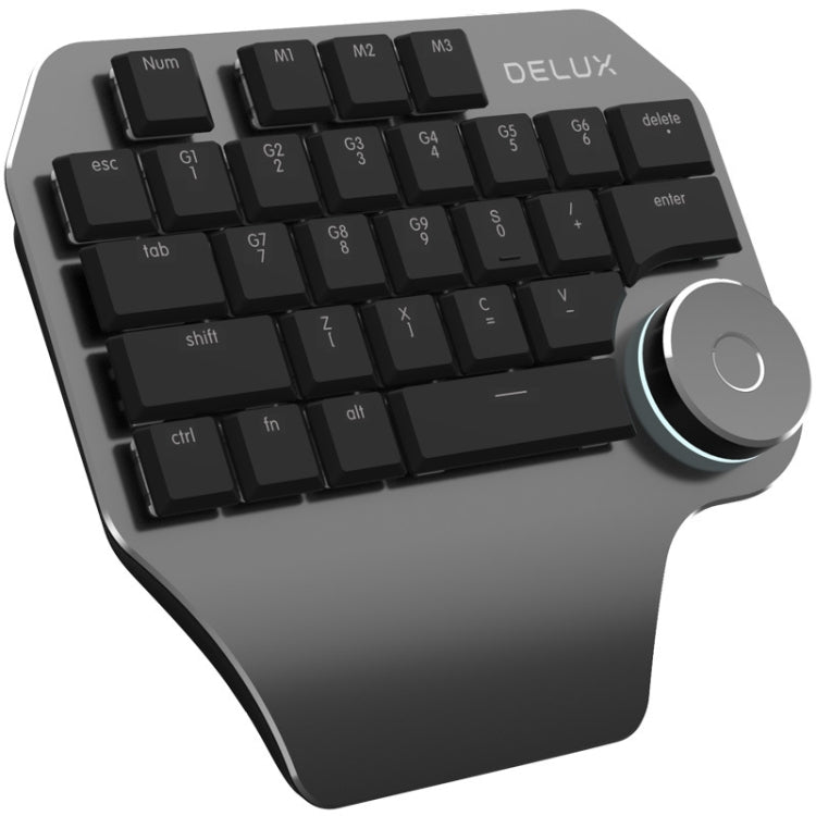 DELUX T11 29 Keys Single-Hand Keyboard Shortcut Key Speech Tool Flat Keyboard, Colour: Silver