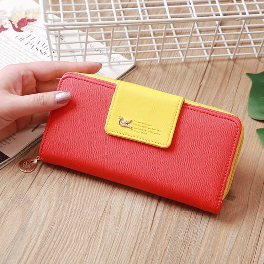 Flying Bird Two Fold Wallet Lady Long Wallet Zipper Mobile Phone Bag Large Capacity Card Holder