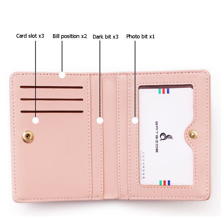 BATSIOE Short Type Ladies Wallet Small Fresh Two-Fold Student Bag Simple Multi-Card Coin Purse