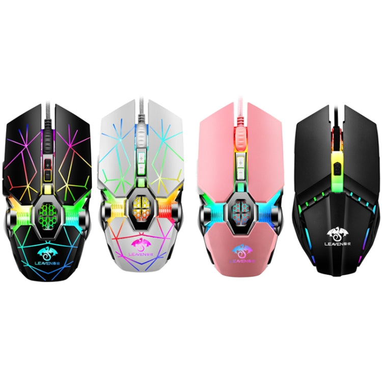 LEAVEN 7 Keys 4000DPI USB Wired Computer Office Luminous RGB Mechanical Gaming Mouse, Cabel Length:1.5m
