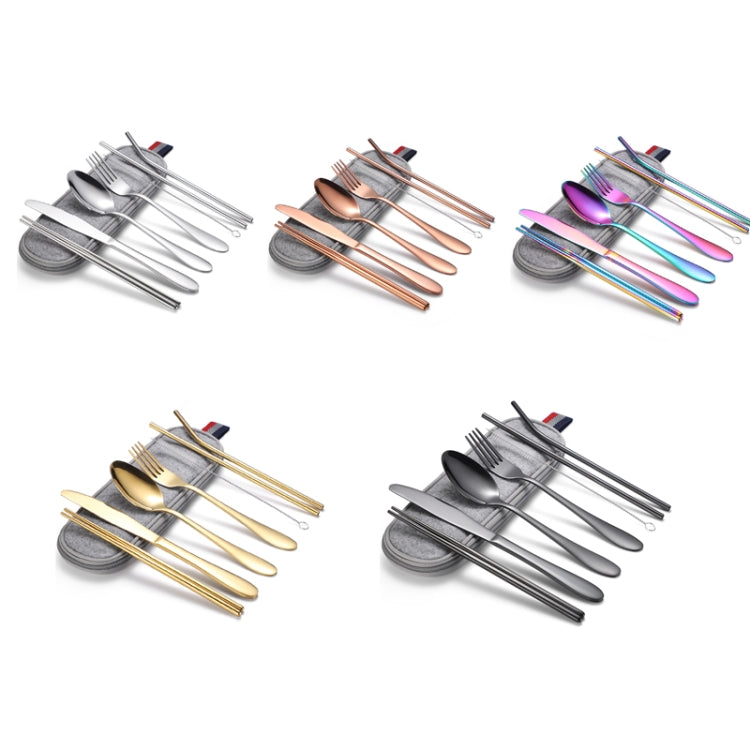 7 in 1 Cutlery Spoon Chopsticks And Straw Set Stainless Steel Portable Cutlery Set