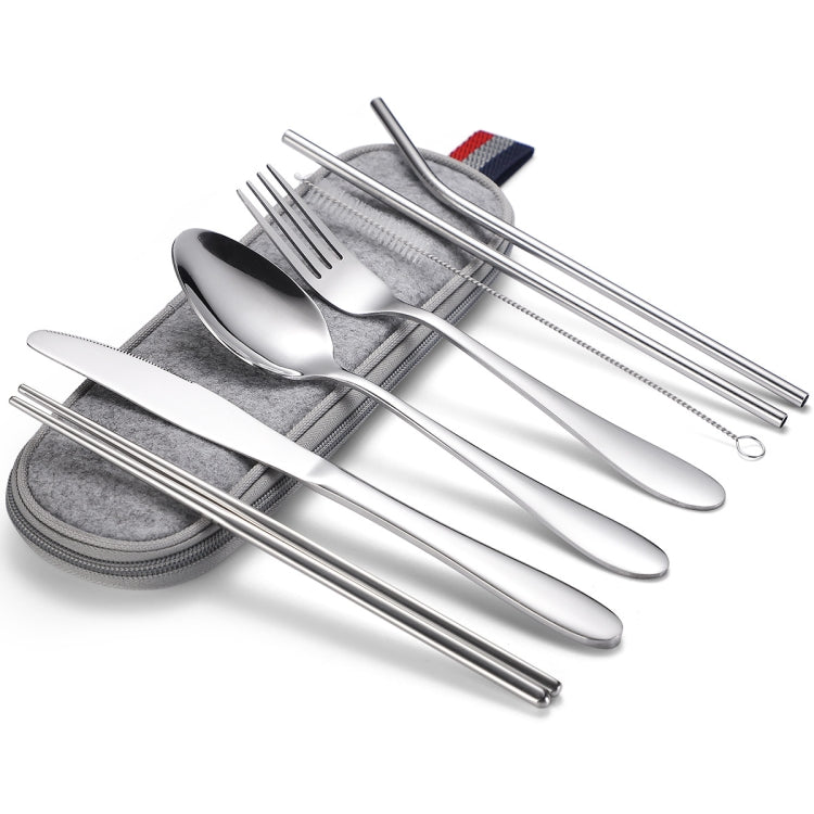 7 in 1 Cutlery Spoon Chopsticks And Straw Set Stainless Steel Portable Cutlery Set