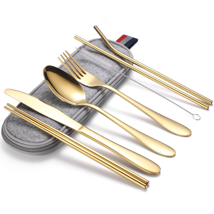 7 in 1 Cutlery Spoon Chopsticks And Straw Set Stainless Steel Portable Cutlery Set