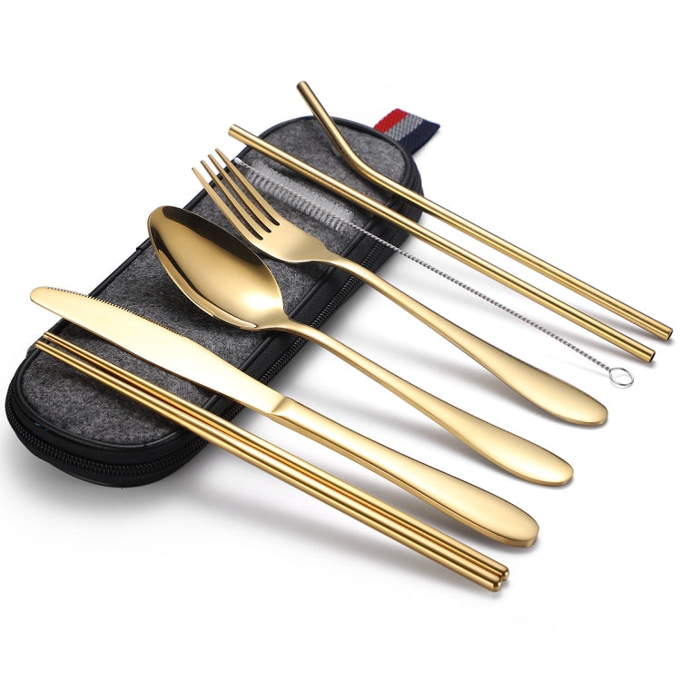 7 in 1 Cutlery Spoon Chopsticks And Straw Set Stainless Steel Portable Cutlery Set