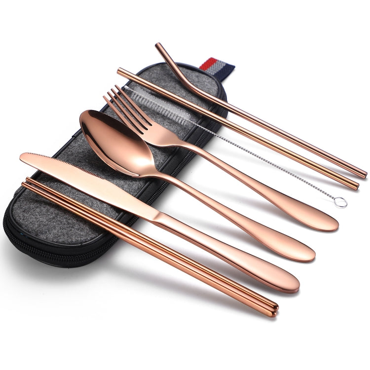 7 in 1 Cutlery Spoon Chopsticks And Straw Set Stainless Steel Portable Cutlery Set