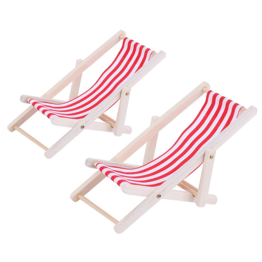 2 PCS 1:12 Beach Lounge Chair Simulation Model Outdoor Beach Scene Shooting Props Can Be Folded