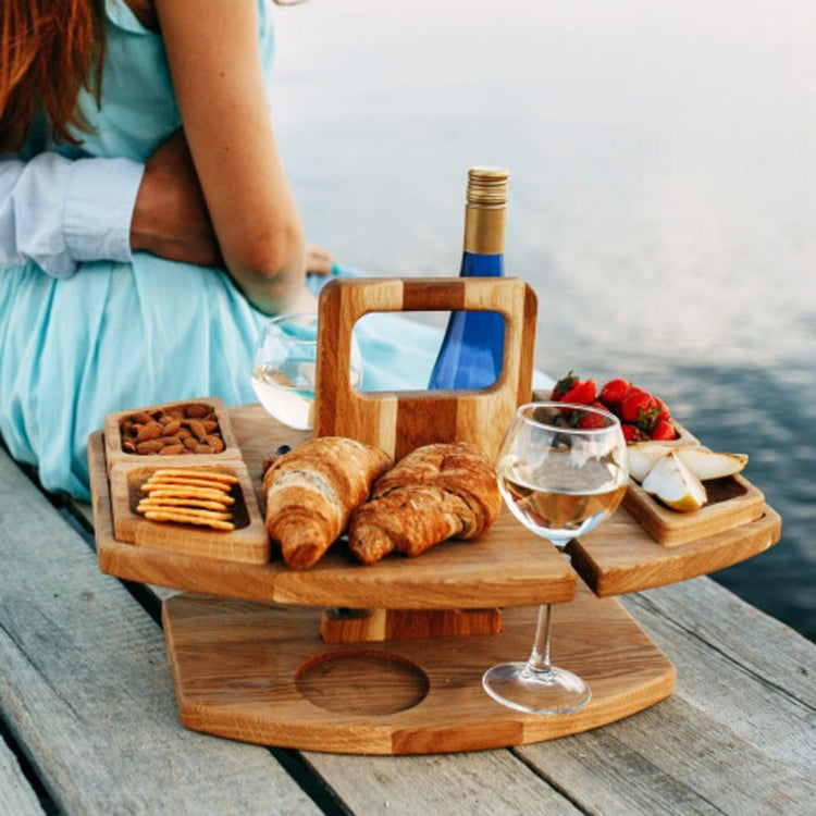 Portable Picnic Wooden Wine Glass Holder Detachable Wine Table