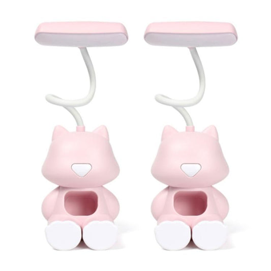 2 PCS FY6601 Cartoon Pen Holder Reading Desk Lamp LED Eye Protection Dormitory Student Bedroom Lamp