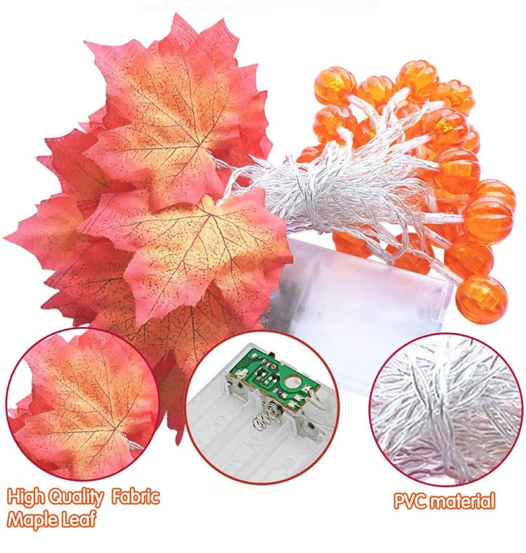 Maple Pumpkin Lantern String Lights Halloween Thanksgiving Garden Party Room Decoration Lights