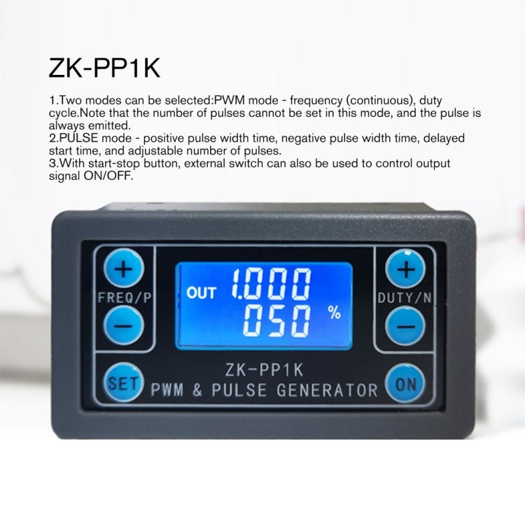 ZK-PP1K PWM Signal Generator 1Hz-150KHz PWM Pulse Frequency Duty Cycle Adjustable Square Wave Generator