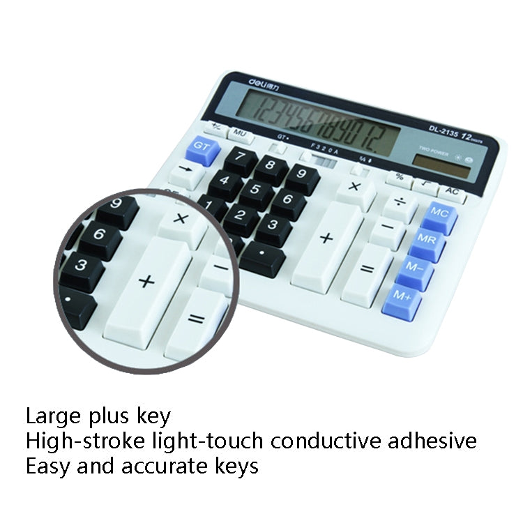 Deli 2135 Computer Keyboard Calculator Big Button Bank Office Finance Accounting Solar Calculator