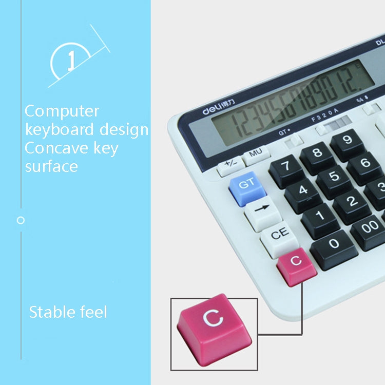 Deli 2135 Computer Keyboard Calculator Big Button Bank Office Finance Accounting Solar Calculator