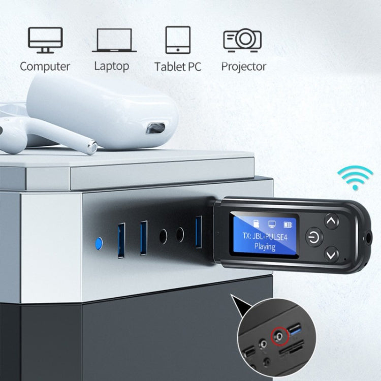 K15Pro With LCD Screen Bluetooth Adapter Audio Receiver Transmitter 3.5mm AUX Car Hands-Free