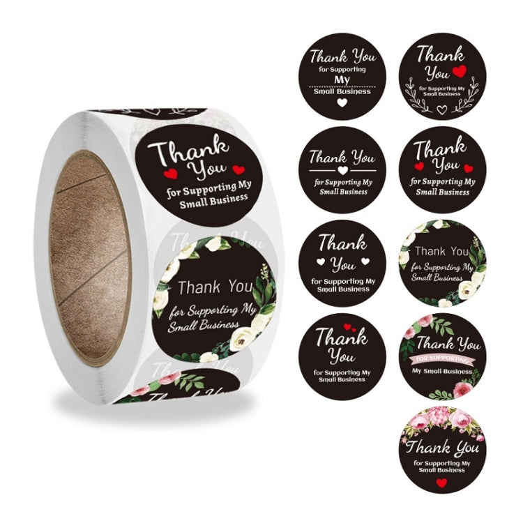 Round Thank You Sticker Floral Decoration Gift Envelope Sealing Sticker
