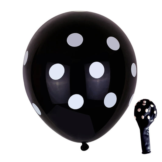 100 PCS FY-10280 12 Inch Dot Party Decorative Balloon Wedding Scene Arrangement Latex Balloon, Black White Dot, Green White Dot, Pink White Dot, Red White Dot, Deep Blue White Dot, Light Blue White Dot, Yellow White Dot, Rose Red White Dot