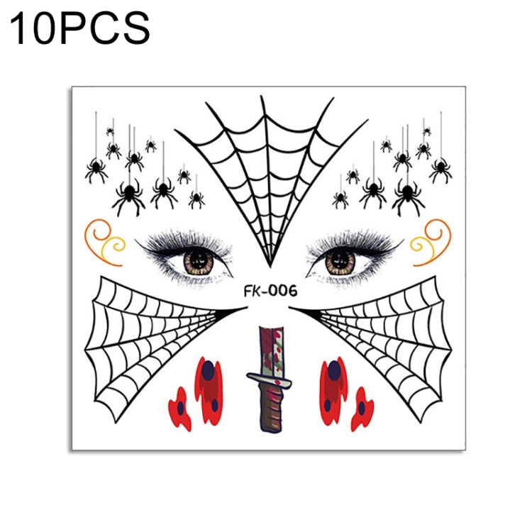 10 PCS Water Transfer Stickers Children Cartoon Halloween Funny Tattoo Stickers Horror Decoration Face Stickers