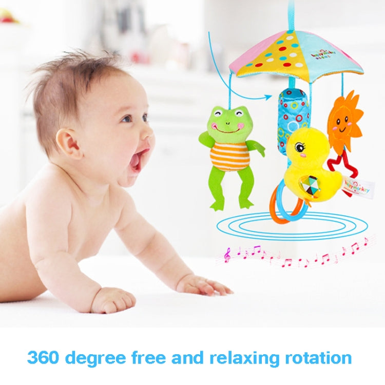Happy Monkey H168114-2 Umbrella Design Baby Bed Bell Music Rotating Baby Toy Stroller Pendant