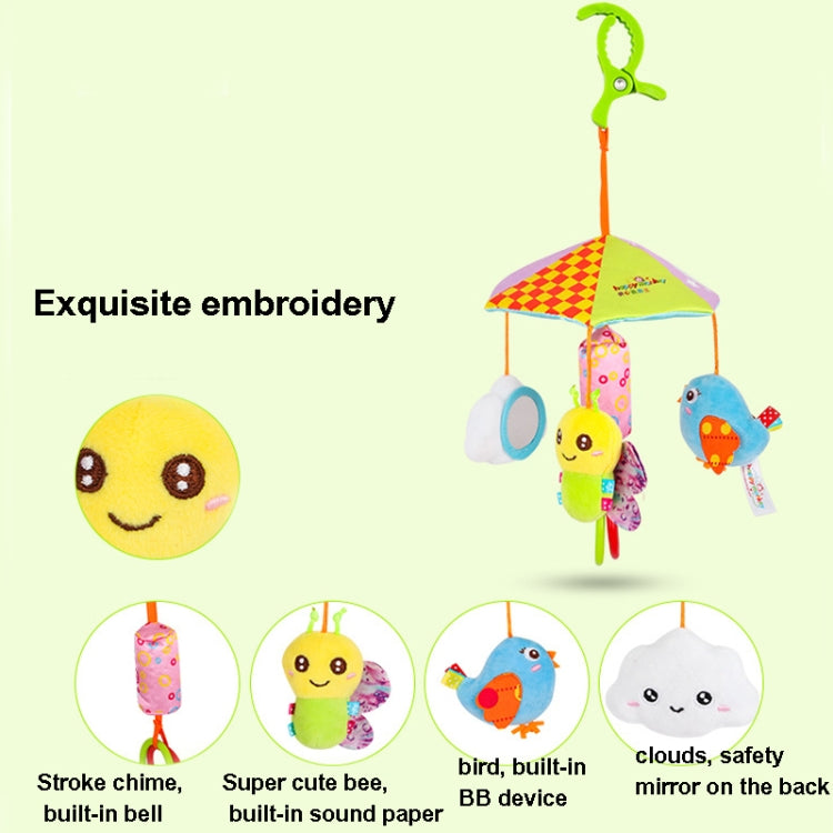 Happy Monkey H168114-2 Umbrella Design Baby Bed Bell Music Rotating Baby Toy Stroller Pendant