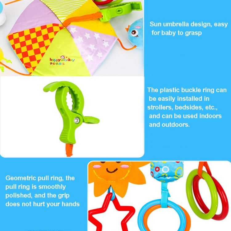 Happy Monkey H168114-2 Umbrella Design Baby Bed Bell Music Rotating Baby Toy Stroller Pendant
