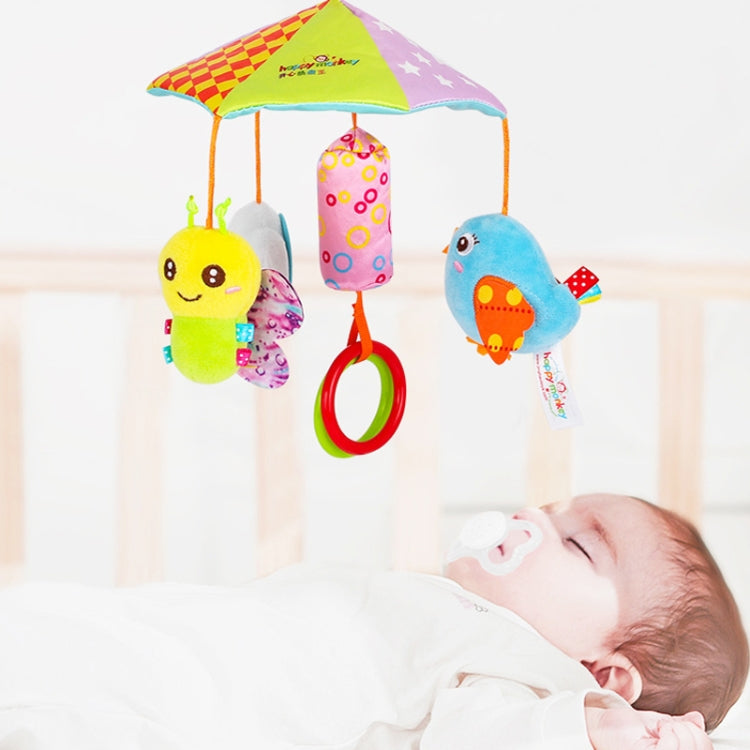 Happy Monkey H168114-2 Umbrella Design Baby Bed Bell Music Rotating Baby Toy Stroller Pendant