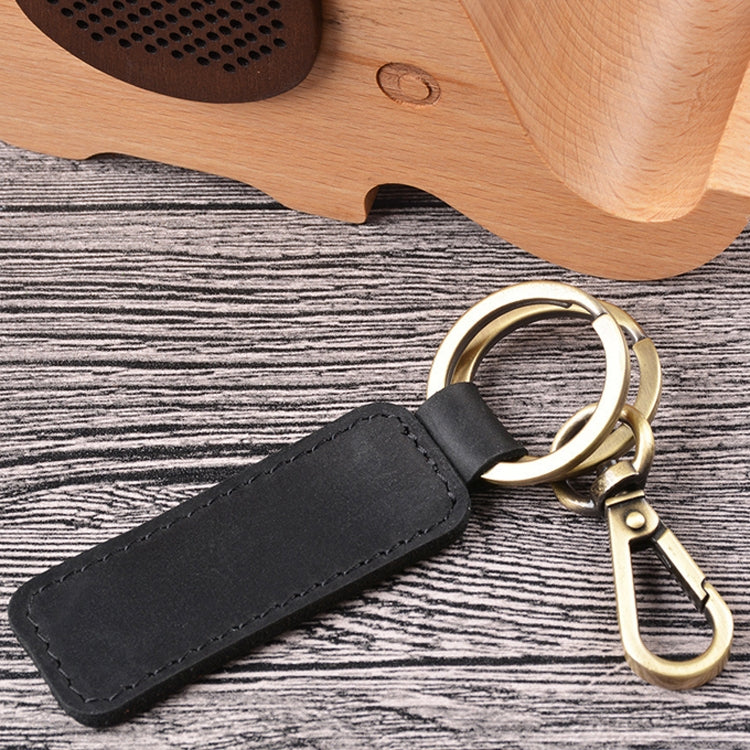 2 PCS Handmade Crazy Horse Leather Retro Keychain Car Couple Keychain