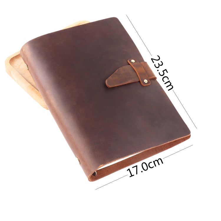 A5 Cowhide Retro Loose-Leaf Notebook Diary Office Business Simple Notepad Crazy Horse Leather Handbook