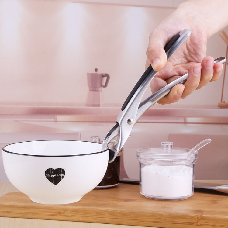 Kitchen 304 Stainless Steel Inlaid Rubber Non-Slip Anti-Scald Dish Holder And Tray Lifter