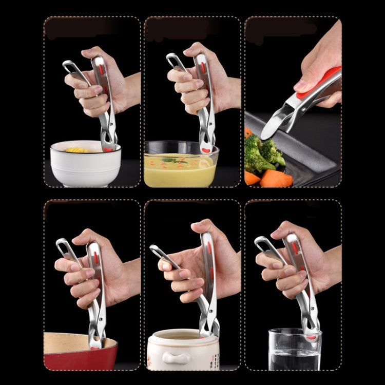 Kitchen 304 Stainless Steel Inlaid Rubber Non-Slip Anti-Scald Dish Holder And Tray Lifter