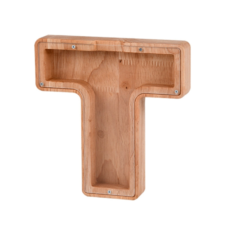 Wooden English Alphabet Piggy Bank Transparent Acrylic Piggy Bank