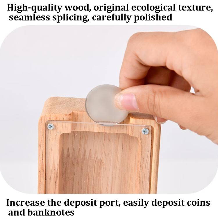 Wooden English Alphabet Piggy Bank Transparent Acrylic Piggy Bank