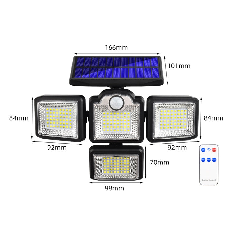 TG-TY085 Solar 4-Head Rotatable Wall Light with Remote Control Body Sensing Outdoor Waterproof Garden Lamp, Style: