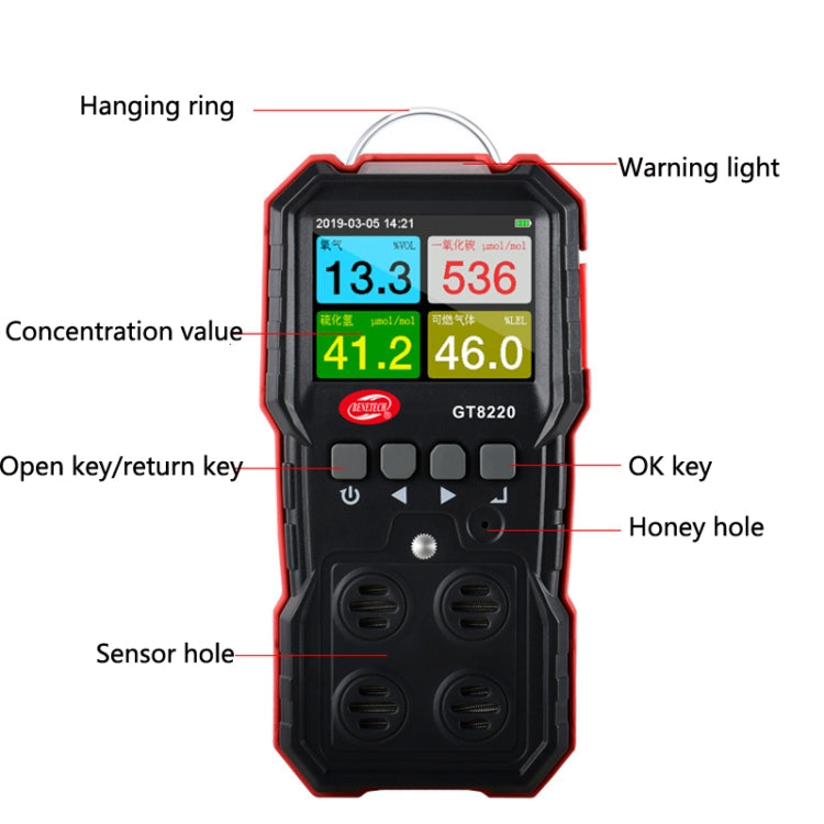 WT8800 Oxygen Content Detector Combustible Gas Toxic And Harmful Detector