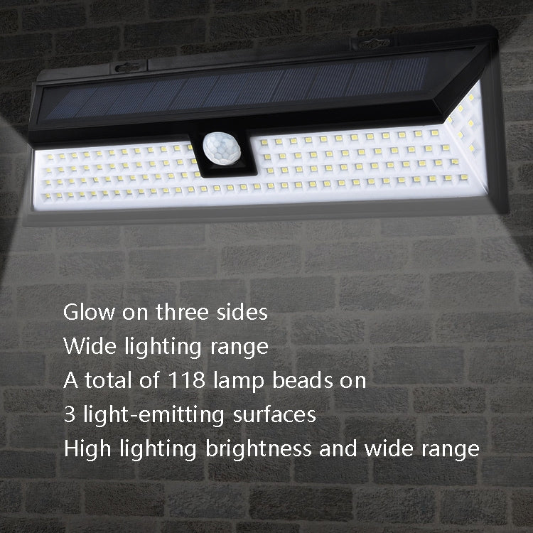 Solar 3-Sides Floodlit Motion Sensing Wall Light Outdoor Garden Corridor Street Light