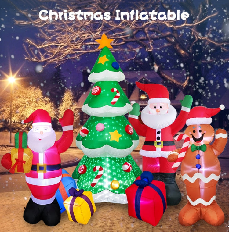 Santa Claus Christmas Tree Snowman Inflatable LED Luminous Christmas Ornaments,, US Plug