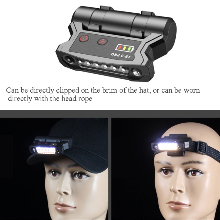 Fishing Headlight Induction Night Fishing Clip Cap Lamp Head-Wearing Small Super Bright Light Rechargeable Cap Clip Lamp,Style: