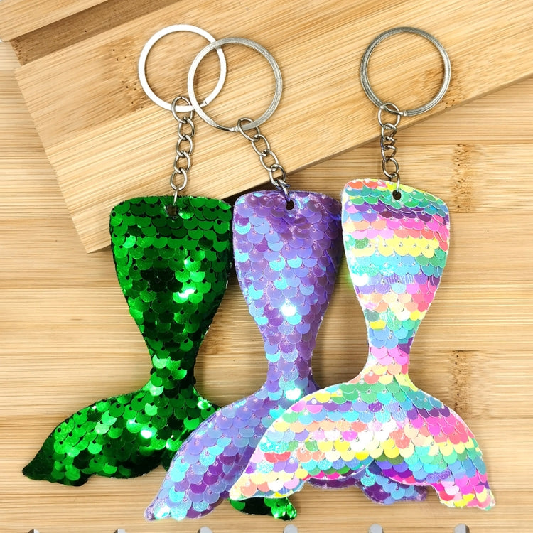 10 PCS Reflective Mermaid Keychain Sequins Mermaid Tail Accessories Car Luggage Pendant