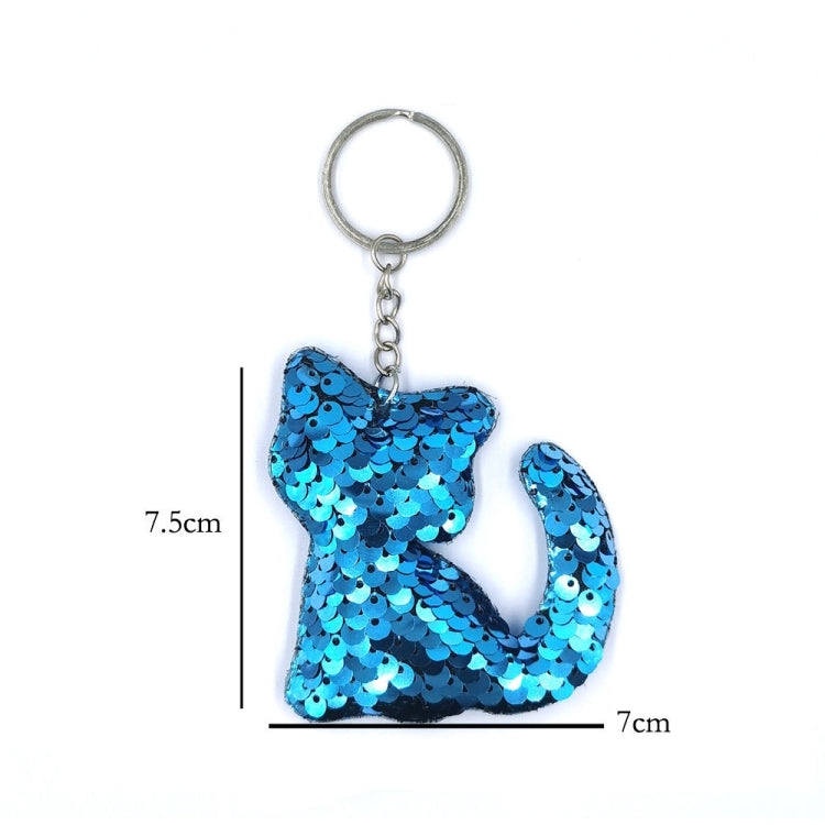10 PCS PET Sequins Reflective Cat Keychain Bag Car Pendant