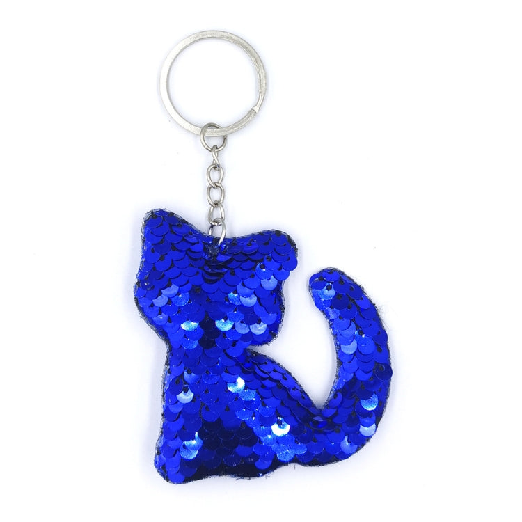 10 PCS PET Sequins Reflective Cat Keychain Bag Car Pendant